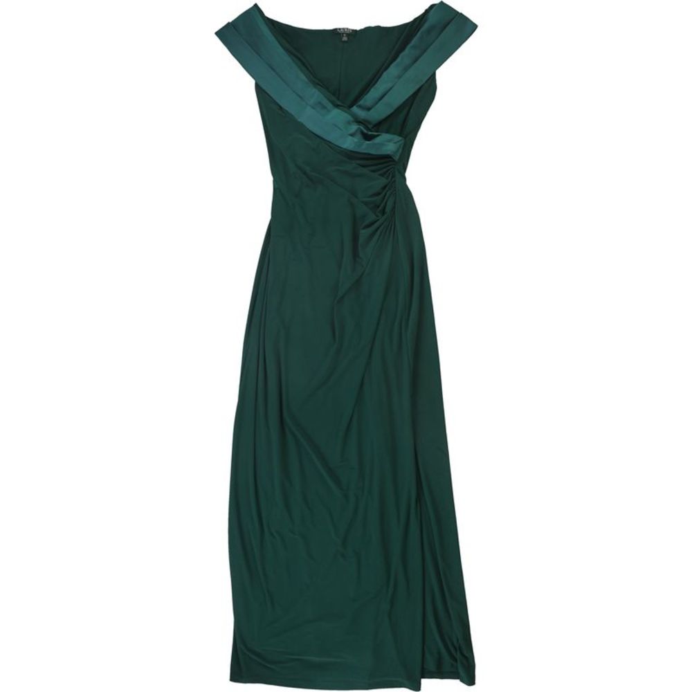 Ralph Lauren Womens Solid Gown Dress, Green, NWT